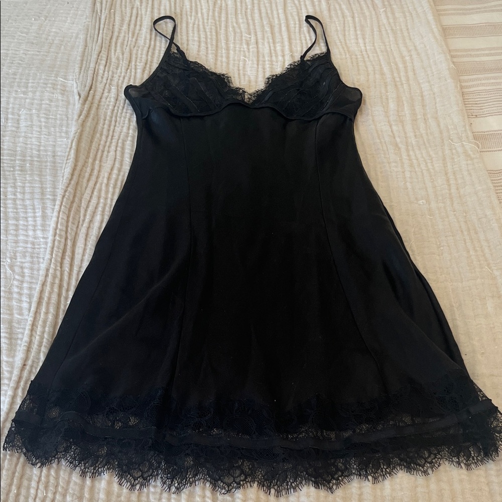 Victoria's Secret Black Lace Trim Chemise
